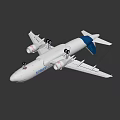 Airbus Commercial Aircraft In Flight With Extended Landing Gear And Blue Tail Fin