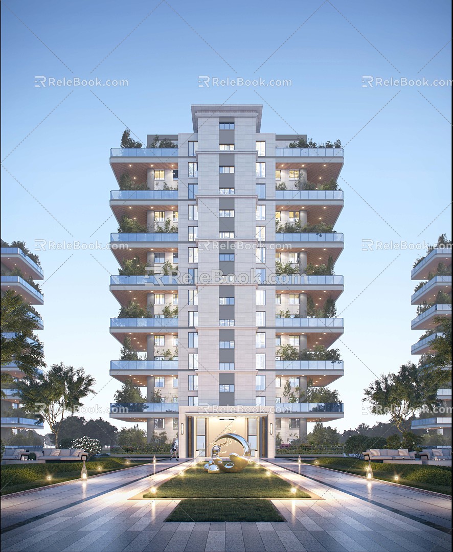 Modern Residential Building New Elegant High-rise Point Residence 3d model