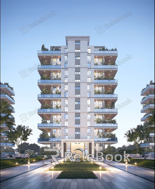 Modern Residential Building New Elegant High-rise Point Residence model