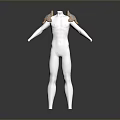 White Mannequin With Decorative Shoulder Armor Featuring Gold And Blue Accents 3d model