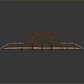 3D Model of Truss Bridge With Orange Steel Frame Gray Deck and Side Railings