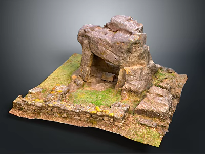 Modern Stone Archway Garden Decor With Grassy Base And Natural Stone Elements 3d model