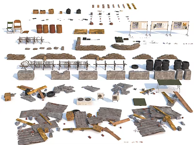 Collection of Military Weapons Featuring Guns Swords Ammunition and Accessories 3d model