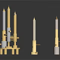 Elegant Golden Candle Lamp With Multiple White Candle Holders And Round Base