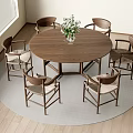 Tradition Quiet Ancient Style Dining Table and Chair Combination 3d model