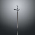 Decorative Sword With Ornate Hilt And Shiny Metallic Blade On Dark Background