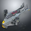 Advanced Gray Spacecraft With Yellow Details Wings And Engines For Futuristic Cosmic Exploration