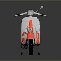 Vintage Red And Gray Motorcycle With Classic Headlight And Black Seat
