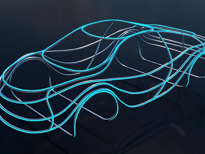 Wire frame car car frame car wire frame car perspective car line line car structure car contour line frame car shell 3d model