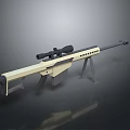 Light Colored Sniper Rifle With Scope Bipod And Long Barrel Design 3d model