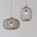 Two Modern Woven Pendant Lights With Spherical Shape And Minimalist Design 3d model