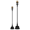 Decorative Pair of Black Floor Standing Candle Lamps with Different Heights