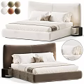 Stylish Soft Upholstered Double Bed With Comfortable Bedding Featuring Two Optional Colors For Modern Bedroom