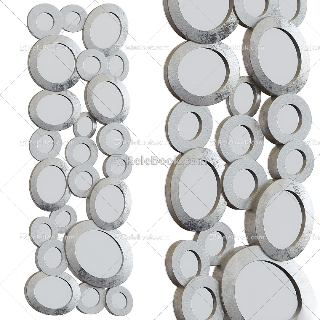 Modern mirror mirror metal panel mural 3d model