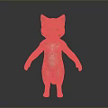 Realistic 3D Model of Anthropomorphic Standing Orange Cat on Black Background