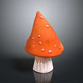 Vibrant Orange Mushroom Featuring Red Spots on Cap and White Textured Stem 3d model