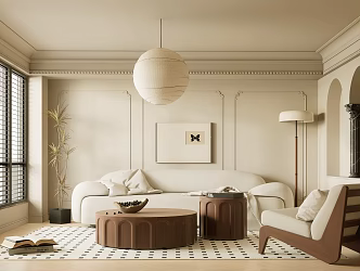 French Style Quiet Home Living Room Meeting Room Small Apartment Living Room 3d model