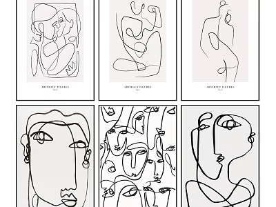 Minimalist Abstract Line Art Figure Portraits With Simplified Features And Curved Contour Lines 3d model