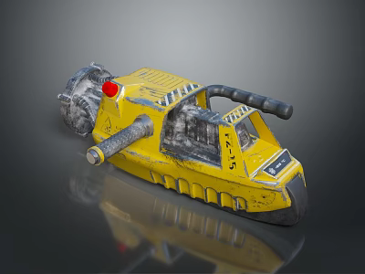 Yellow Mechanical Tool With Red Button And Black Handle Design 3d model