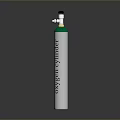 Silver Gas Cylinder With Green Top And Pressure Control Valve