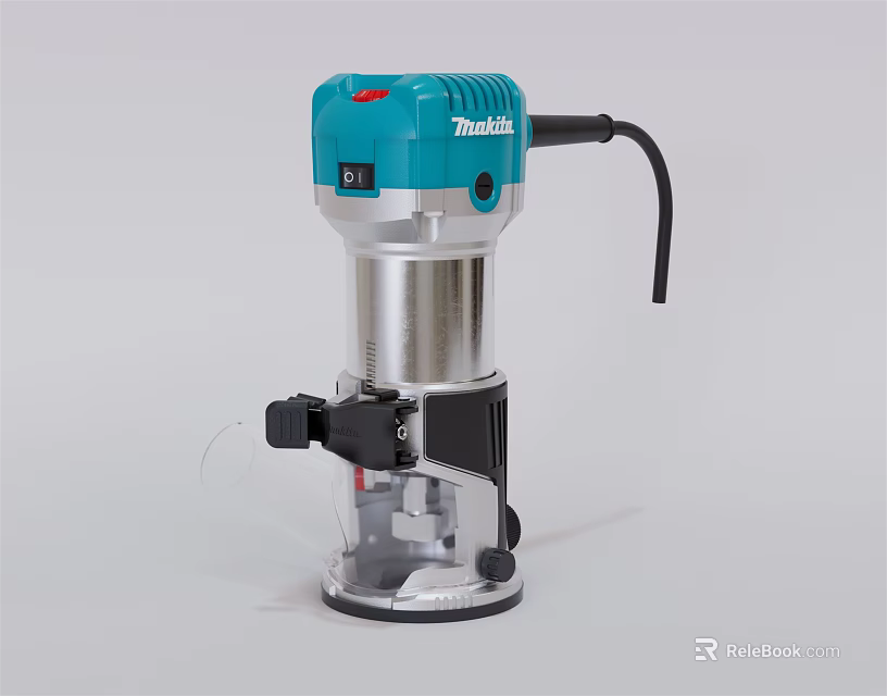 Makita Electric Router Woodworking Power Tool With Blue Silver Design And Black Base 3d model 