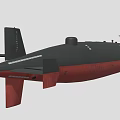 Military Submarine With Black Hull Red Bottom Conning Tower And Surface Markings