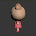 Cute Pink Cartoon Bear Character in Pink Dress with Blush Cheeks and Round Ears