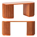 Modern Solid Wooden Dining Table With Vertical Stripes And Curved Legs