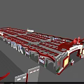 Chinese Style Tobacco And Alcohol Store With Red Flags Fortress Design And Cultural Elements