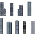 Modern Office Buildings With Glass Facades And Various Architectural Designs
