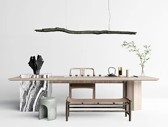 Modern Tea Table and Chair Casual Tea Table and Chair Combination 3d model