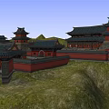 Ancient Chinese Architecture Complex With Symmetric Courtyard And Classic Tile Roofs