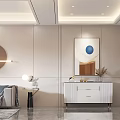 Modern Living and Dining Room Interior Design With Sofa Decorative Artwork Side Table And Cabinet