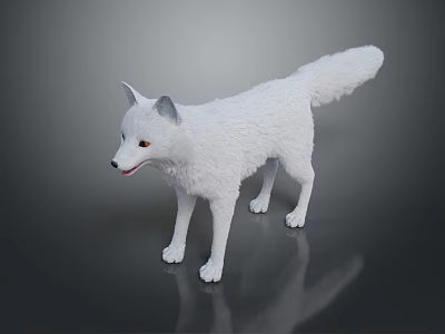 White Fox Game Movie Character With Fluffy Fur And Orange Eyes 3d model