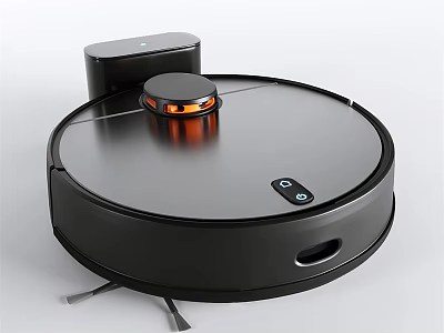 Sleek Black Robot Vacuum Cleaner A Modern Household Appliance with Smart Features 3d model