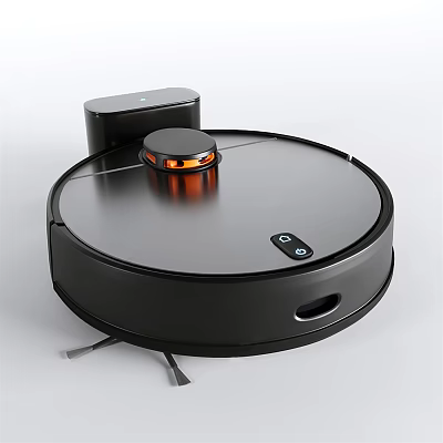 Sleek Black Robot Vacuum Cleaner A Modern Household Appliance with Smart Features 3d model
