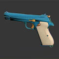 Blue And White Pistol Weapon With Golden Parts White Grip And Modern Design