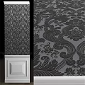 Decorative Wall Panels With Intricate Floral Scroll Patterns Dark Gray Black And White