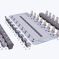 Modern Office Conference Table With Surrounding Ergonomic Chairs In Meeting Setup