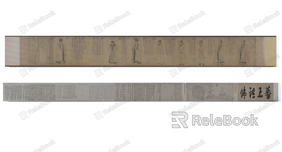 Chinese Traditional Eight-phase Picture Pan Wang Li Buddha Picture Long Scroll Hanging Painting model