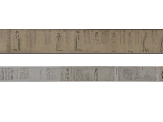 Chinese Traditional Eight-phase Picture Pan Wang Li Buddha Picture Long Scroll Hanging Painting 3d model