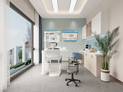 Modern Hospital Outpatient Clinic Interior With Medical Equipment Office And Natural Light 3d model