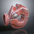 Rusted Red Industrial Metal Connector Hook With Chain And Bolt