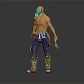 Shirtless Male Character Wearing Helmet With Tool Belt Blue Jeans Boots And Holding Wrench