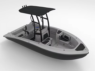Modern Yacht Featuring Black Canopy And Interior Arrangement 3d model