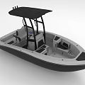 Modern Yacht Featuring Black Canopy And Interior Arrangement