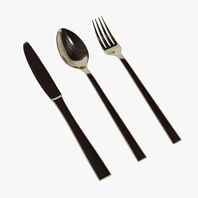 Sleek Modern Cutlery Set With Stainless Steel Knife Fork And Spoon 3d model