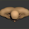 Game Movie Character Bald Head With Thick Eyebrows Mustache Earrings 3D Model Bust