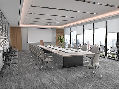 Meeting Room Meeting Table and Chair Office Chair Projection Curtain Sunshade Curtain model