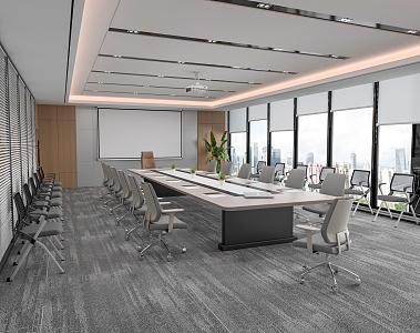 Meeting Room Meeting Table and Chair Office Chair Projection Curtain Sunshade Curtain 3d model